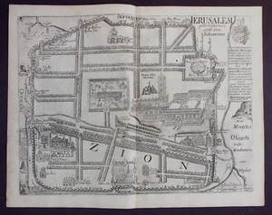 JERUSALEM CITY PLAN, ISRAEL, original antique plan / map, Thomas Fuller, c.1650 - Picture 1 of 7