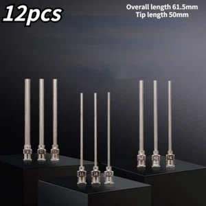 12pcs Stainless Steel Blunt Tips Oil Glue Ink Dispensing Needle Tip Adhesive - Picture 1 of 33