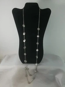 Daisy Fuentes Silver Tone Round Disc Coin Necklace Women’s Statement Accessory - Picture 1 of 8
