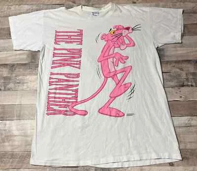 Pink Panther Shirt Adult One Size White Vintage 1996 90s Clues AOP TV Series - Image 1 of 4