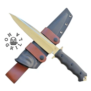 HOGKILLA Pig Sticker Knife 20cm Blade 6mm Thick Full Tang, Leather FRN Sheath AU - Picture 1 of 12