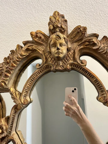 Huge Gilded Antique Baroque Vintage Mirror Cover