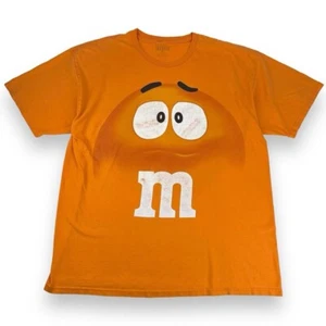 Y2K M&M’s Crew Neck Graphic Print T-Shirt Tee, Orange, XL (S1355) - Picture 1 of 5