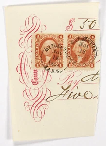 Ingresos telegráficos 1c, par Sc#R4c, c.v. $45+. Banco Mercantil Nov 18 1864 cds - Imagen 1 de 1
