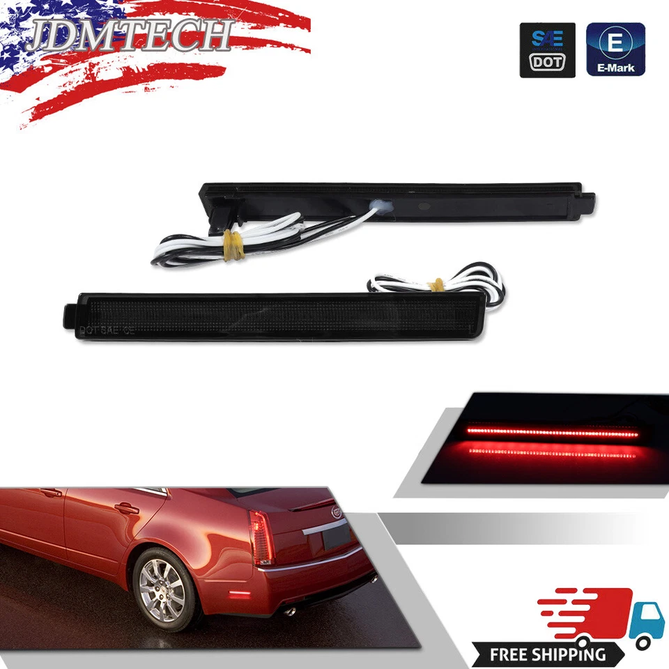 2X Luces de señalización laterales traseras LED completas ahumadas para Cadillac 2008-13 CTS, 09-13 CTS V Foto 1 de 4