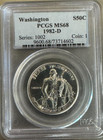 1982-D Washington Commemorative Half Dollar Pcgs Ms 68 - 90% Silver