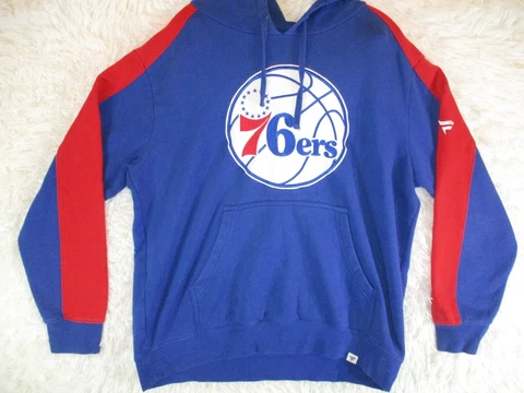 Philadelphia 76ers Hoodie Fanatics Men's Size L Large Blue Basketball Sweatshirt Cover