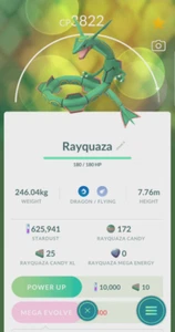 Pokémon GO ⚡ Rayquaza ⚡ Level 40 - 3 moves - Trade Go - 2019 - Imagen 1 de 2