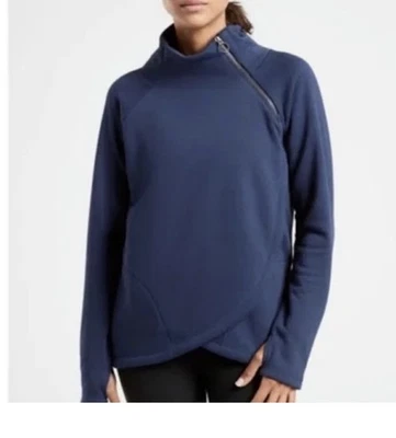 Athleta уютный карма ассиметричный пуловер ярко синий средний мягкий теплый карманы - Изображение 1 из 4