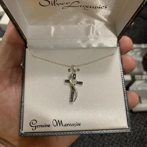Kohl's Sterling Silver Marcasite Necklace and 5 sets of Stud Earrings $$360 NEW - Picture 1 of 5