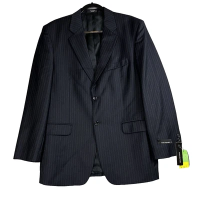 Jones New York Hombre Traje Chaqueta Blazer 40R Azul Marino Rayas 100% Lana Peinada Nuevo con Etiquetas Foto 1 de 4