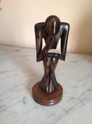 STATUETTE "LE PENSEUR" EN EBENE - Photo 1/4