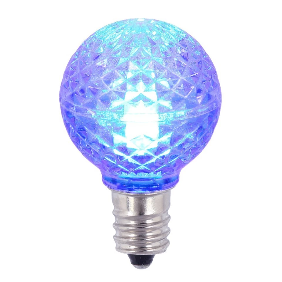 Vickerman 0.38 watt G30 Faceted LED Blue Bulb with E12 Nickel Base - 25 Pack - Image 1 of 1