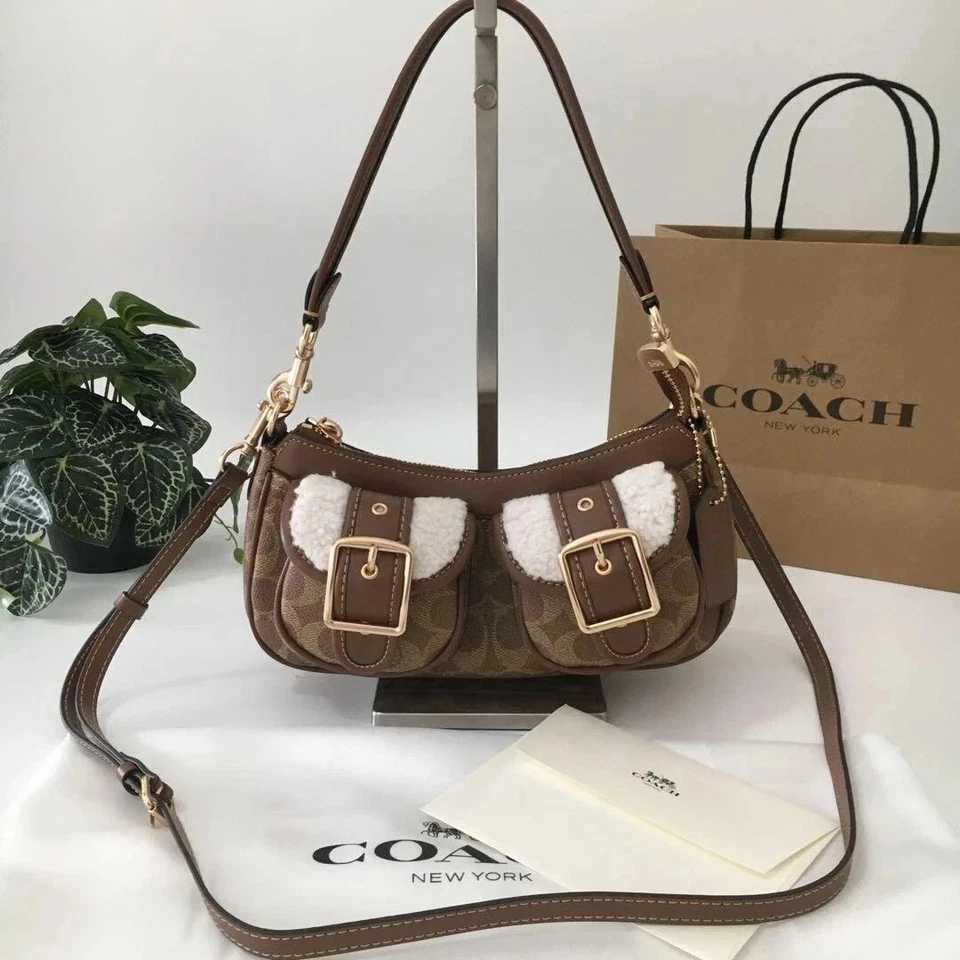 COACH Ashton CY658 Baguette Bag Signature Canvas Shoulder Bag