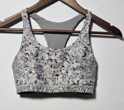 Sujetador deportivo Lululemon Top Speed Fleur plateado para mujer 6 gris atlético activo damas Foto 1 de 4