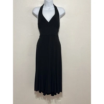 VTG 90s Y2K B. Smart Halter Babydoll Little Black Dress M Whimsigoth Dark Fairy - Image 1 of 4