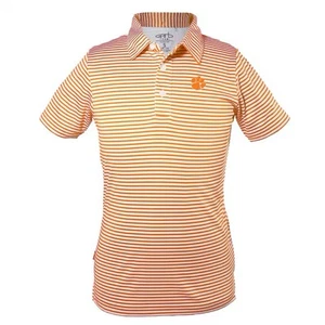 Clemson University Tigers Performance Polo Kids XL Orange White Stripe EUC - Picture 1 of 8