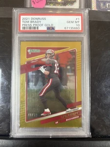 💎 2021 Panini Donruss TOM BRADY GOLD PRESS PROOF #1 49/50 PSA 10 - POP 5! 💎 - Picture 1 of 2