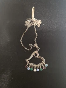 Collar colgante de corazón de plata de ley vintage con piedras multicolores - Imagen 1 de 10