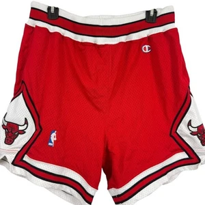 Vintage 90s NBA Chicago Bulls Champion Pro Cut Game Shorts sz 38 Red USA Made - Picture 1 of 16