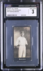 SYDNEY BARNES (HOF) 1912 F & J Smith CRICKETERS #35 CGC 3 VG Cricket Card - Picture 1 of 2