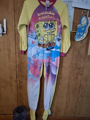 Pijama Y2k 2009 Bob Esponja Cobertor Dormitório Pé Tamanho 14/16 - Imagem 1 de 4