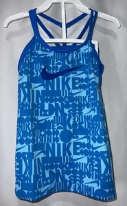 Girls 6-20 Nike 2-Piece Retro Flow T Crossback Tankini Swim Set Blue Size XS - Picture 1 of 8