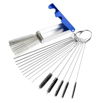 Motorcycle Carburetor Carbon Dirt Jet Remove 13 Cleaning Needle + 5 Brushes Tool - Image 1 of 4