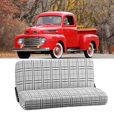 Cubierta de asiento de banco para camioneta Ford serie F 48-52 manta de sillín protector a cuadros Foto 1 de 4