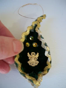 Angel on green Velvet Hand Made Christmas Ornament Dried Milkweed Pod - Picture 1 of 4