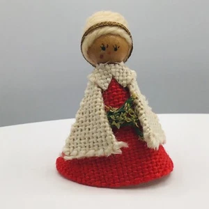 Decorazione tavola vintage giapponese cantore natalizio fico cono metà secolo MCM tela anni 60 - Foto 1 di 8