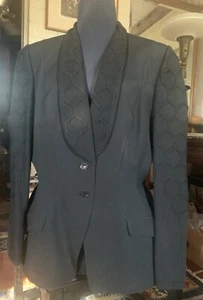 Vtg. French 90's Terry Mugler Women Wool  HoneyComb Pattern Jacket Size M EU 44 - Picture 1 of 8