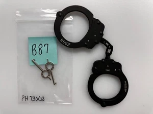 Refurbished/Etched - Peerless Model 730C Superlite Aluminum Black Handcuffs - Picture 1 of 1