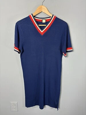 Vintage 70s SEARS The Mens Store Size M Navy Blue V-Neck Sleepshirt Nightgown - Image 1 of 4