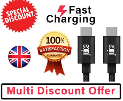 JUICE Type-C to C 1m Fast Charging Cable Compatible for Type-C Devices Black - Image 1 of 3