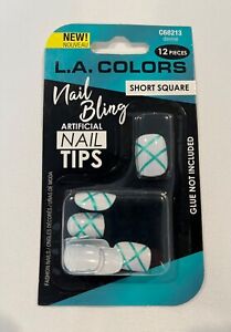 NEW L.A. COLORS Bling Artificial Nail Tips - 12 PCS - Short Square