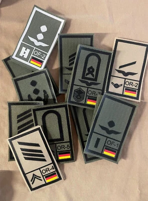 BUNDESWEHR Rangabzeichen Patch BW Heer/Luftwaffe 1 Paar (2 Stück) Intern. Klett für KBS SK