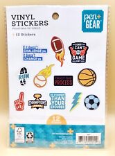 12 Vinyl Stickers GAME ON EDITION Football Soccer Basketball Games Pen+Gear NIP