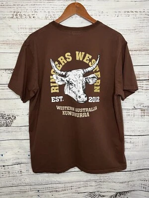 Camiseta para hombre Ringers Western manga corta algodón marrón cuello redondo L Foto 1 de 4