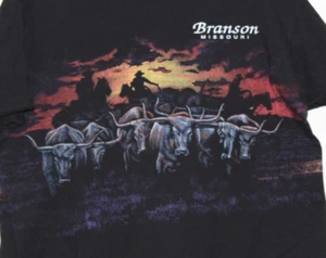 VTG branson cattle drive shirt L USA anvil all over - Picture 1 of 5