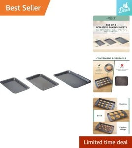 Set of 3 Non-Stick Baking Sheets - Dishwasher Safe, Oven Safe up to 450 Degrees - Picture 1 of 11