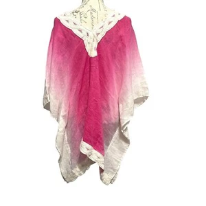Soft Surroundings Top Poncho Damen Größe L/XL Petite Leinen Rosa Ombré Dip Dye - Bild 1 von 10