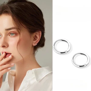 18K Solid Rose / White Gold Essential Huggie Hoops Earrings, 18K, Au750, classic - Picture 1 of 15