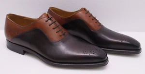 MAGNANNI Spectator Leather Oxford, Brown/ Cognac 24203 - Men's Size 10 - New - Picture 1 of 14