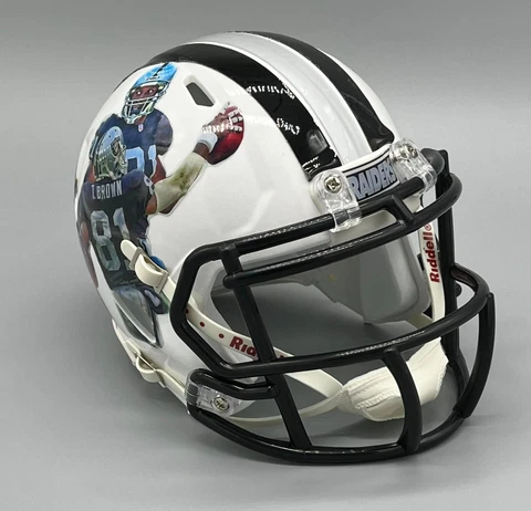 TIM BROWN CUSTOM OAKLAND RAIDERS RIDDELL SPEED MINI HELMET *DETAILED HELMET* Cover