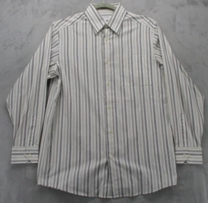Concepts By Claiborne Button Up Shirt Men's LT White Black Beige Stripe Cotton - Picture 1 of 16