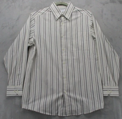 Concepts By Claiborne Button Up Shirt Men's LT White Black Beige Stripe Cotton - Image 1 of 4
