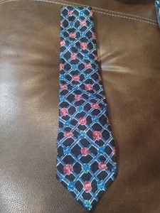 Authentic GIVENCHY Paris Flowers Plaid Design On Multicolor 100%Silk Necktie Tie - Picture 1 of 8