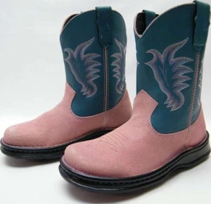 WOMENS DOUBLE H PINK GRN COWBOY WESTERN BOOTS 6.5~1/2 M - Picture 1 of 1
