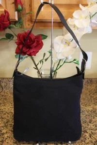 SALVATORE FERRAGAMO Black Canvas Hobo Shoulder Bag (pu160 - Picture 1 of 1